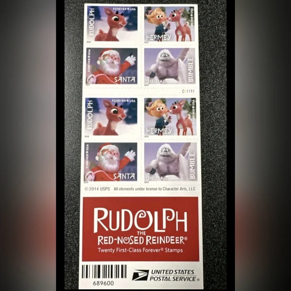 Rudolph The Red Nosed Reindeer Christmas Forever Stamps Booklet Peel N Stick